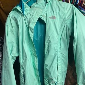 Mint Green North Face Rain Jacket
